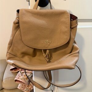 Coach Beige Leather Backpack